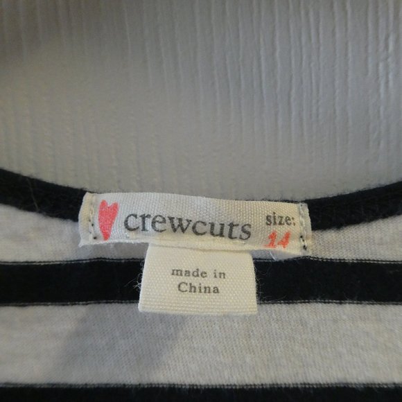 Crewcuts Tank Top Navy White Stripe Chambray Style Bow Left Shoulder Sz 14 - Picture 2 of 5